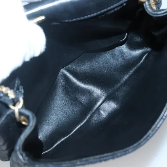 Authentic BALLY Chain Shoulder Bag Leather Black Gold - Picture 4 of 16